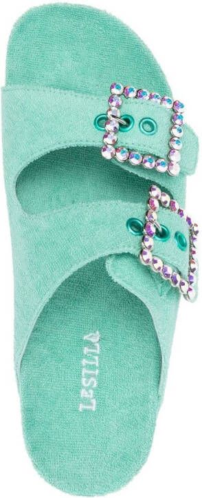 Le Silla buckle-detail open-toe slides Blue