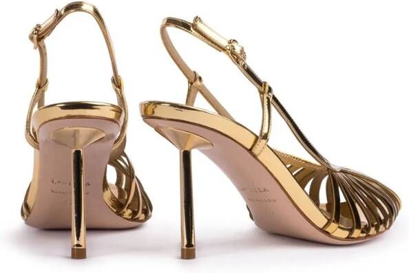 Le Silla Cage 110mm metallic sandals Gold