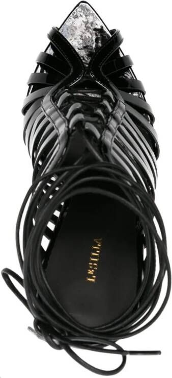 Le Silla Cage 120mm patent-leather sandals Black