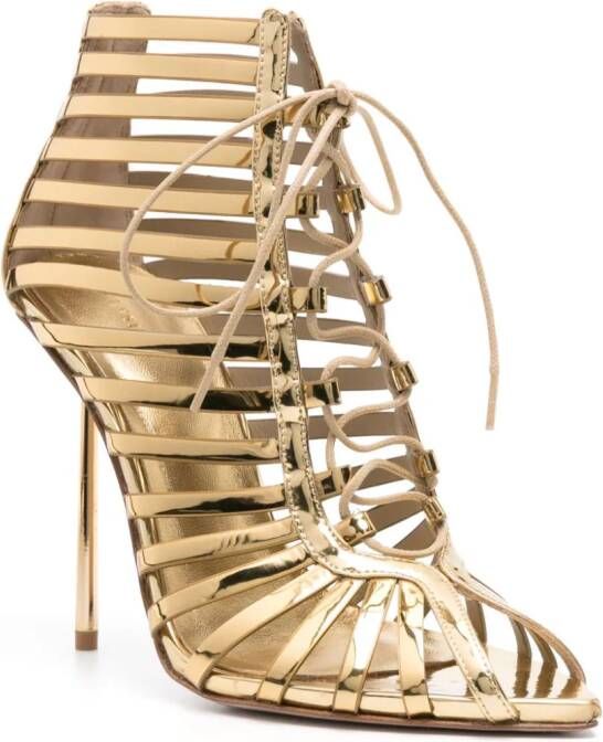 Le Silla Cage 120mm patent-leather sandals Gold