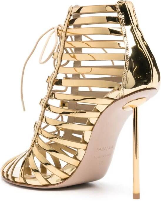 Le Silla Cage 120mm patent-leather sandals Gold