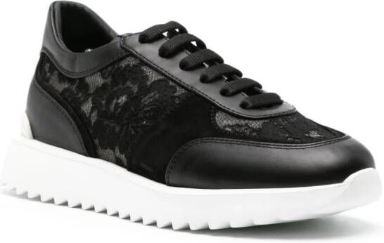 Le Silla chantilly-lace leather sneakers Black