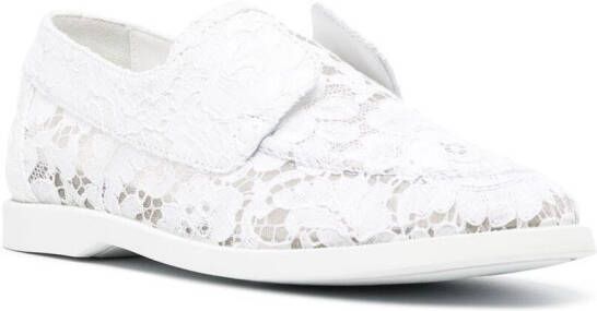 Le Silla Claire floral lace loafers White