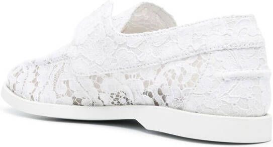 Le Silla Claire floral lace loafers White