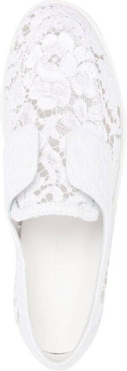 Le Silla Claire floral lace loafers White