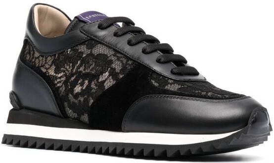 Le Silla Claire lace-embellished leather sneakers Black