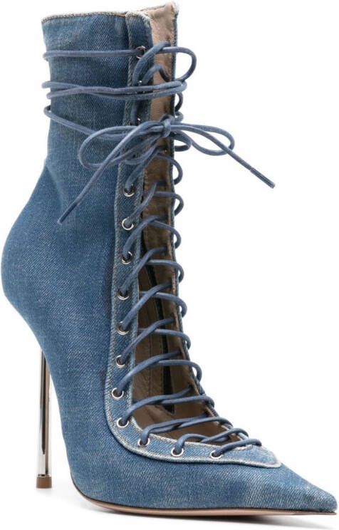 Le Silla Colette 120mm denim ankle boots Blue