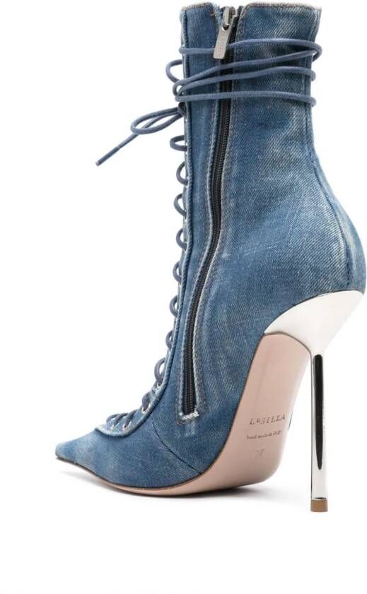Le Silla Colette 120mm denim ankle boots Blue