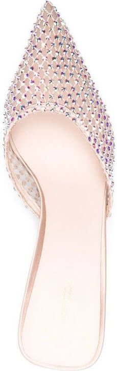 Le Silla crystal-embellished point-toe mules Neutrals