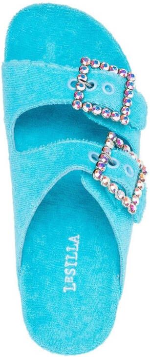 Le Silla crystal-embellished side-buckle sandals Blue