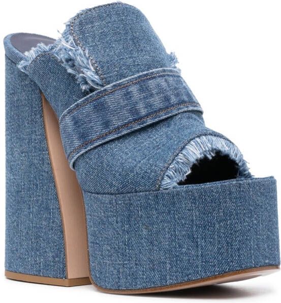 Le Silla denim 170mm platform mules Blue