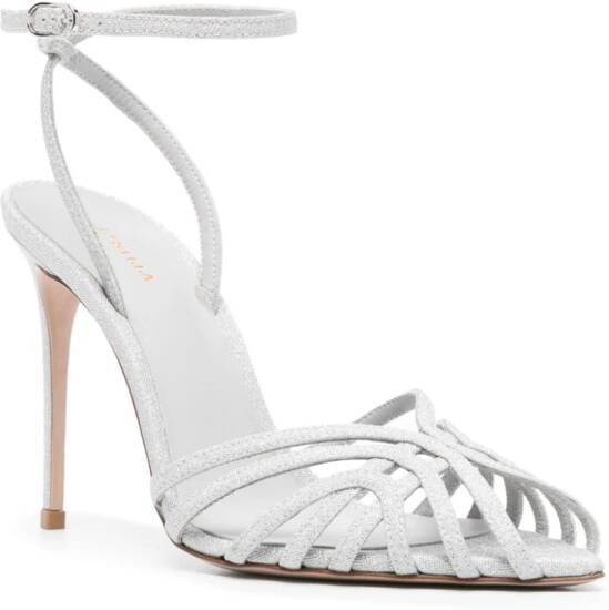 Le Silla Embrace 110mm glitter sandals Silver