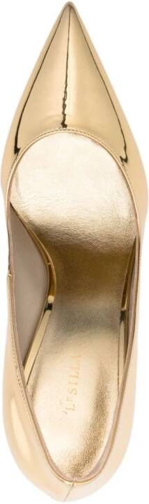 Le Silla Eva 120mm patent-finish leather pumps Gold
