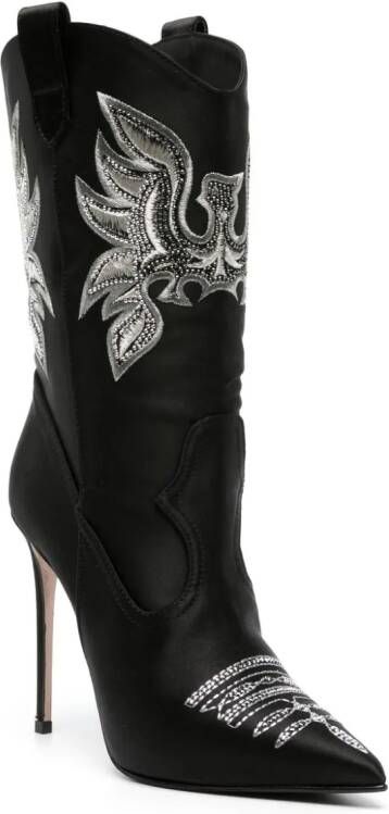 Le Silla Eva Cowboy 120mm satin boots Black