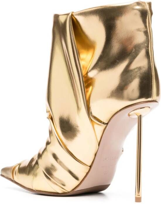 Le Silla Fedra 120mm ruched leather ankle boots Gold