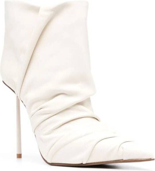 Le Silla Fedra 120mm ruched leather ankle boots Neutrals