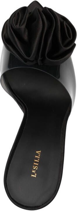 Le Silla floral-appliqué 105mm transparent sandals Black