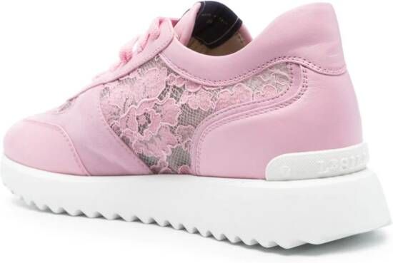 Le Silla floral-lace leather sneakers Pink