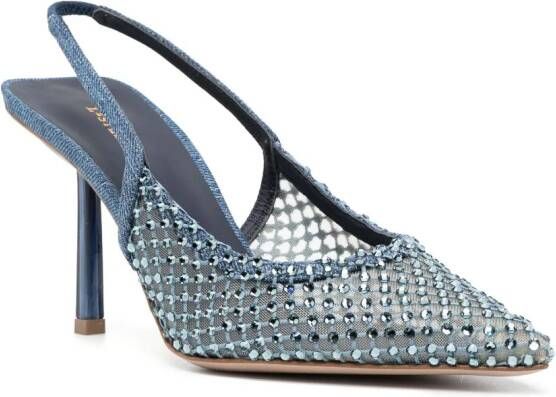 Le Silla Gilda 80mm crystal-embellished denim pumps Blue