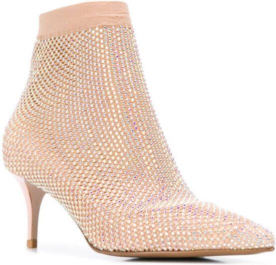 Le Silla Gilda crystal-embellished boot pumps Neutrals