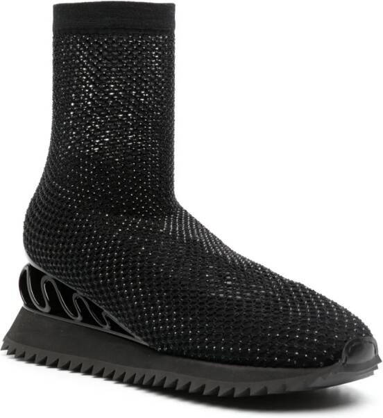 Le Silla Gilda crystal-embellished high-top sneakers Black