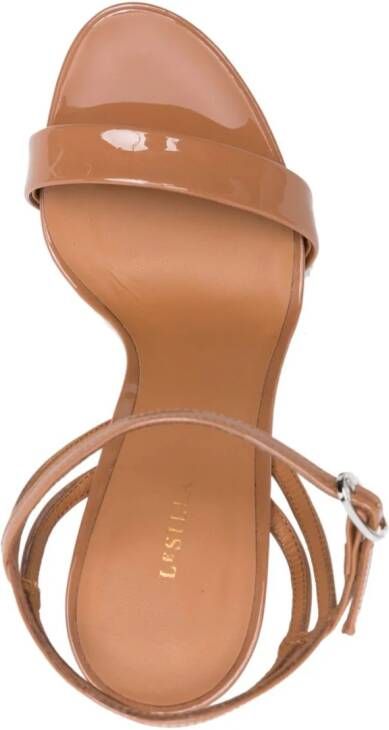 Le Silla Gwen 120mm leather sandals Brown