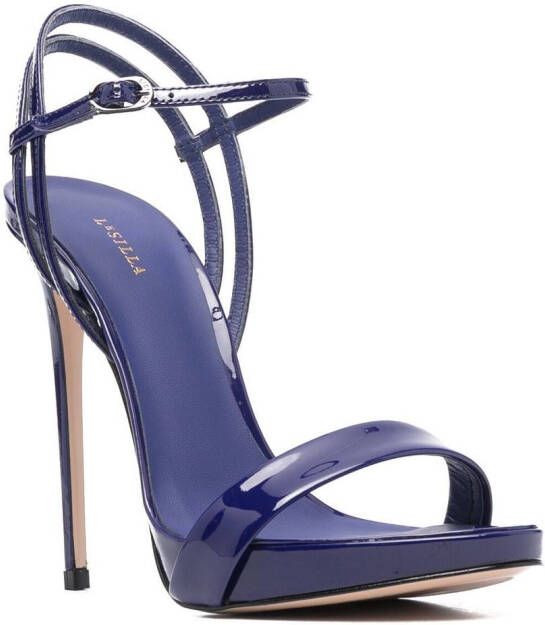 Le Silla Gwen 120mm patent-leather sandals Blue