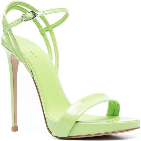 Le Silla Gwen 120mm patent-leather sandals Green
