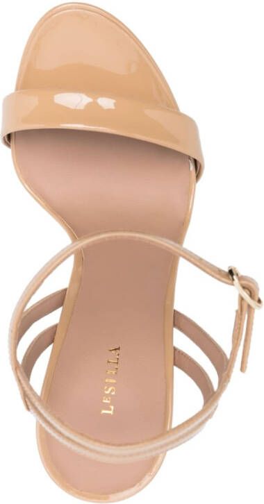 Le Silla Gwen 120mm patent leather sandals Neutrals