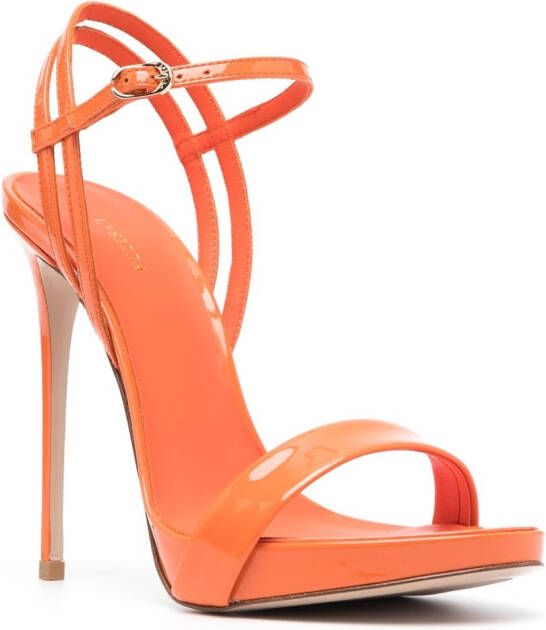 Le Silla Gwen 120mm patent leather sandals Orange