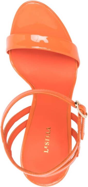 Le Silla Gwen 120mm patent leather sandals Orange