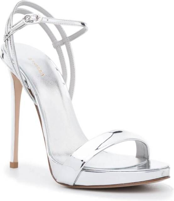 Le Silla Gwen 132mm metallic-effect sandals Silver