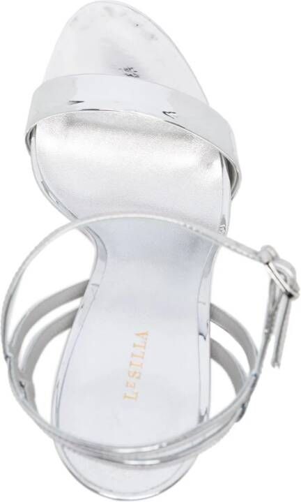 Le Silla Gwen 132mm metallic-effect sandals Silver