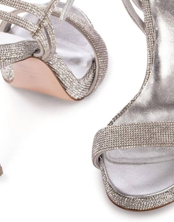 Le Silla Gwen rhinestone-embellished leather sandals Silver