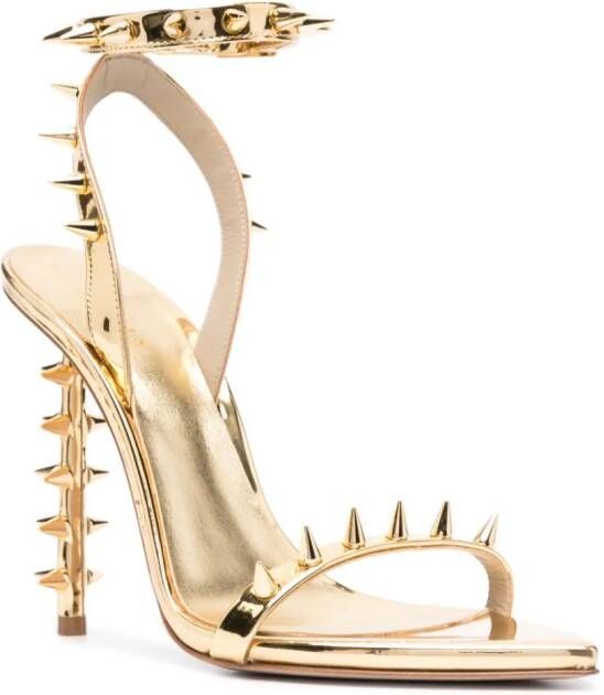 Le Silla Jagger 120mm Rockstud-embellished sandals Gold