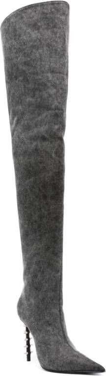 Le Silla Jagger 125mm denim knee boots Grey