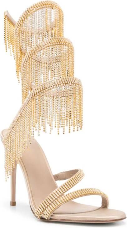 Le Silla Jewels 110mm fringed sandals Neutrals