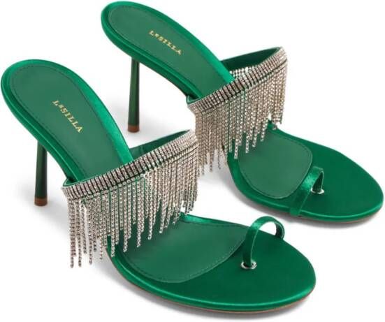 Le Silla Jewels 80mm crystal-embellished sandals Green