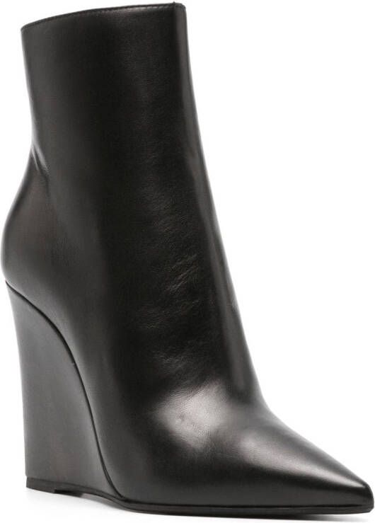 Le Silla Kira 120mm wedge leather boots Black