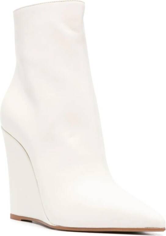 Le Silla Kira 120mm wedge leather boots White