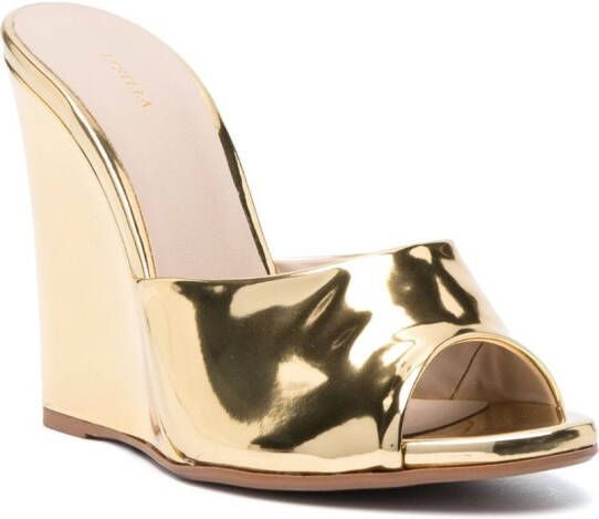 Le Silla Kira 124mm high-wedge heel mules Gold