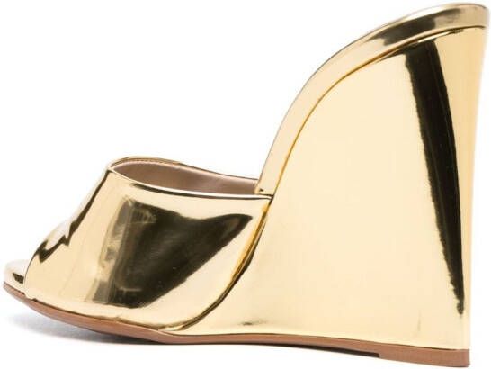 Le Silla Kira 124mm high-wedge heel mules Gold