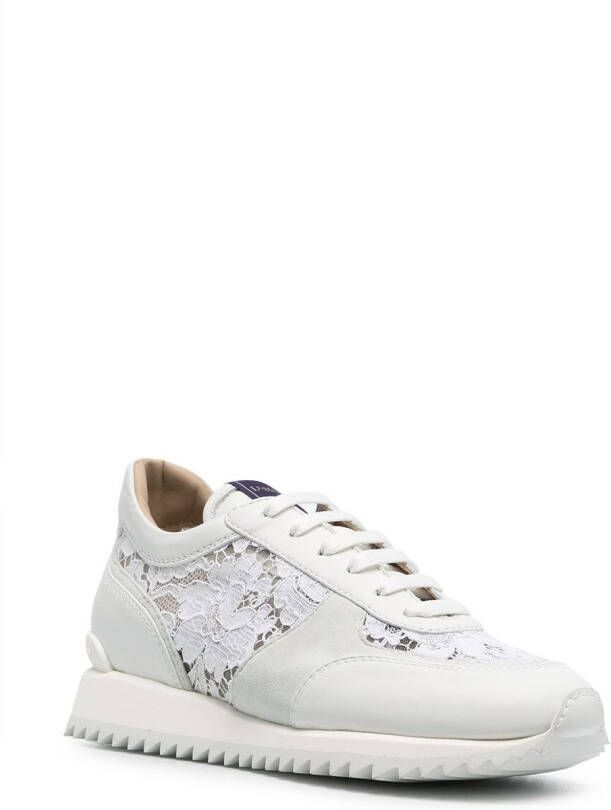 Le Silla lace-embroidered leather sneakers White