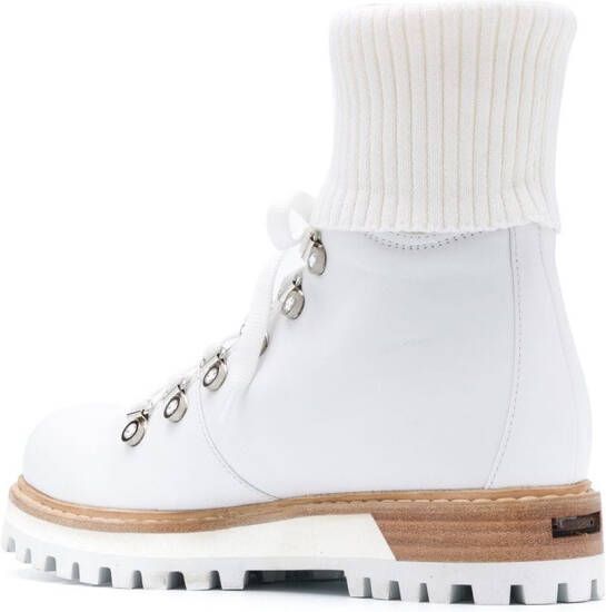 Le Silla lace-up leather boots White