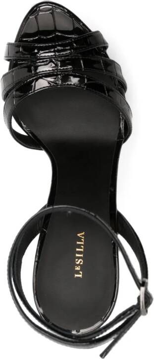 Le Silla Lola 140mm embossed-crocodile sandals Black