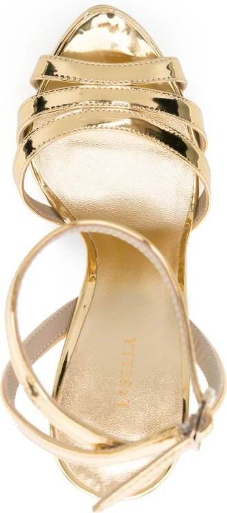 Le Silla Lola 140mm leather platform sandals Gold