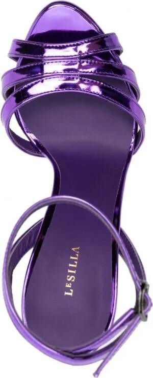 Le Silla Lola 140mm leather platform sandals Purple
