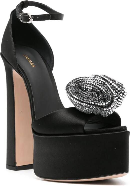 Le Silla Nina 160mm floral-appliqué sandals Black