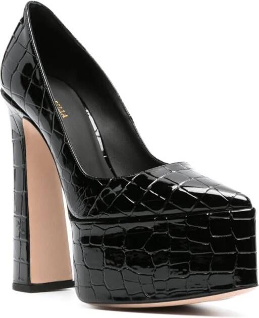 Le Silla Nina 170mm crocodile-effect pumps Black