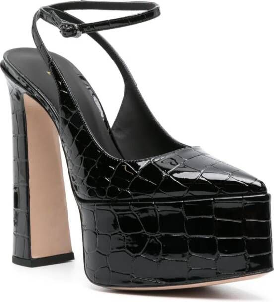 Le Silla Nina 170mm crocodile-effect sling back pumps Black